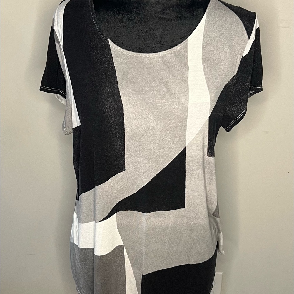 Abstract Black and Gray Women's Top